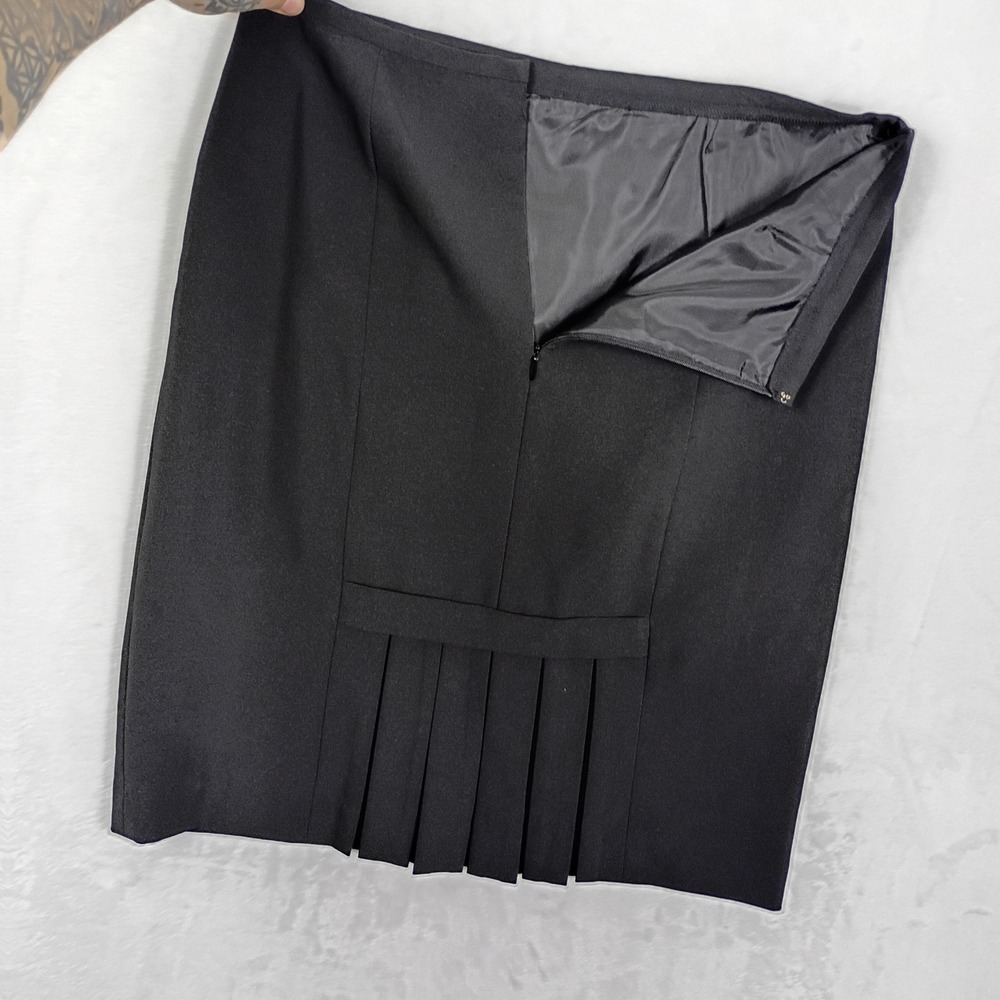 Blacker by Stanley Blacker Skirt Womens 10 Black‎ Pleated Side Detail Work goth